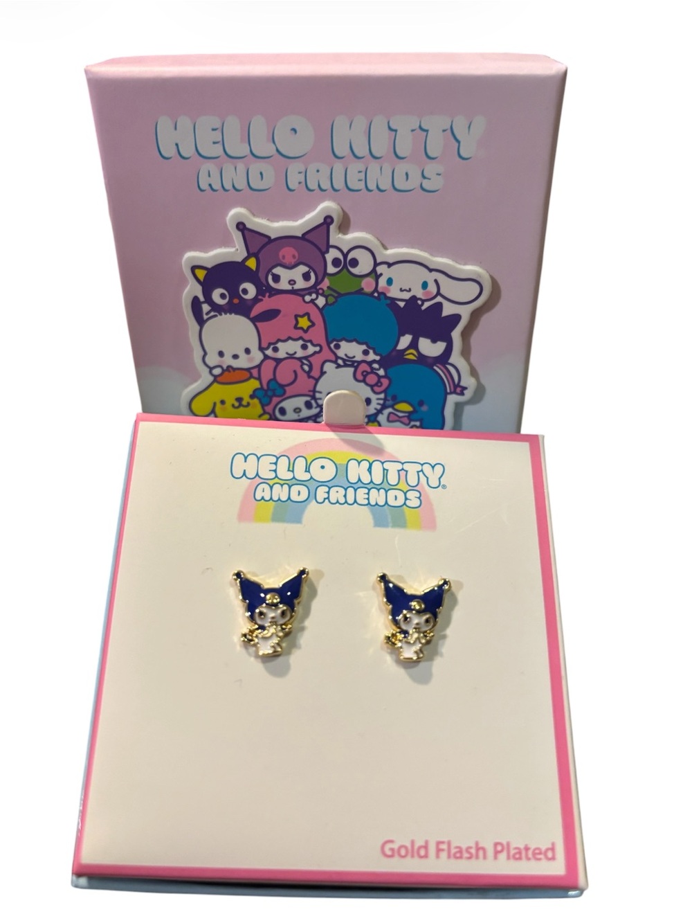 💜 NWT Hello Kitty Kuromi Purple/ White Gold Flash Plated Stud Earrings 💜
